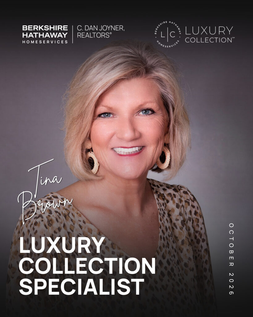 Tina Brown Luxury Real Estate Specialist October 2026 Announcement Graphic